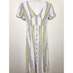 Bershka white and yellow striped dress. Size medium